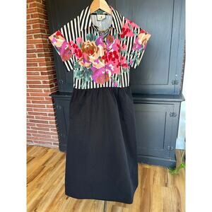 Tuckernuck Flowering Trellis Chloe Midi Dress Short Sleeve Floral size S No Belt